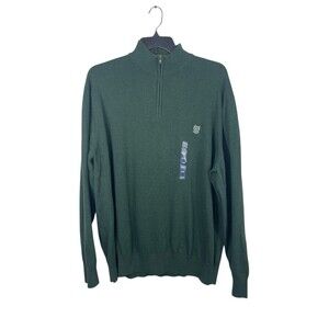 Chaps Men’s Quarter Zip Sweater Pine Green 100% Cotton Mock Neck 3XB NWT Logo